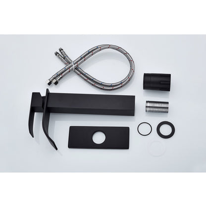 Bathroom Single Hole or Three Hole Vessel Sink Faucet Matte Black Single Handle With Deck Plate W2287P154594
