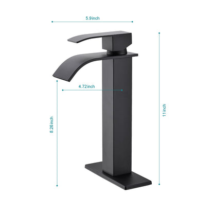 Bathroom Single Hole or Three Hole Vessel Sink Faucet Matte Black Single Handle With Deck Plate W2287P154594