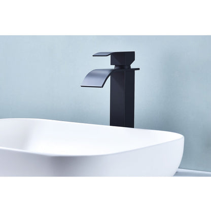 Bathroom Single Hole or Three Hole Vessel Sink Faucet Matte Black Single Handle With Deck Plate W2287P154594
