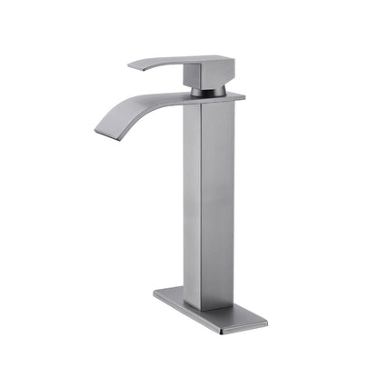 Bathroom Single Hole or Three Hole Vessel Sink Faucet Brushed Nickel Single Handle With Deck Plate W2287P154591