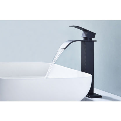 Bathroom Single Hole or Three Hole Vessel Sink Faucet Matte Black Single Handle With Deck Plate W2287P154594