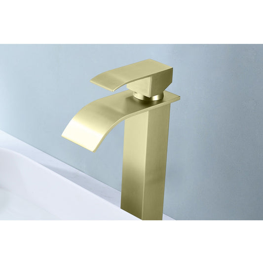 Bathroom Single Hole or Three Hole Vessel Sink Faucet Gold Single Handle With Deck Plate W2287P154604