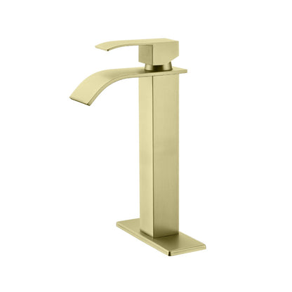 Bathroom Single Hole or Three Hole Vessel Sink Faucet Gold Single Handle With Deck Plate W2287P154604