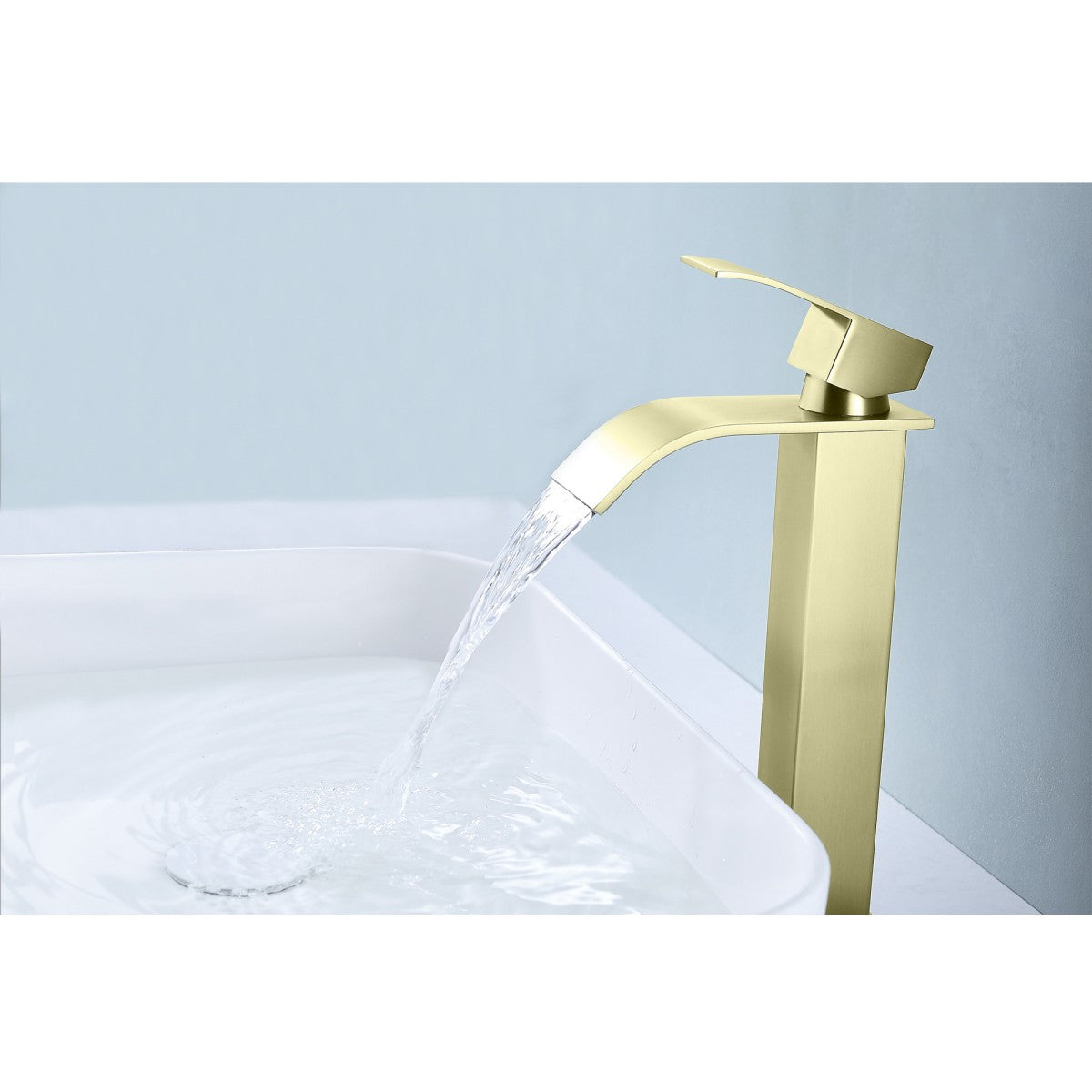 Bathroom Single Hole or Three Hole Vessel Sink Faucet Gold Single Handle With Deck Plate W2287P154604
