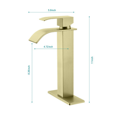 Bathroom Single Hole or Three Hole Vessel Sink Faucet Gold Single Handle With Deck Plate W2287P154604