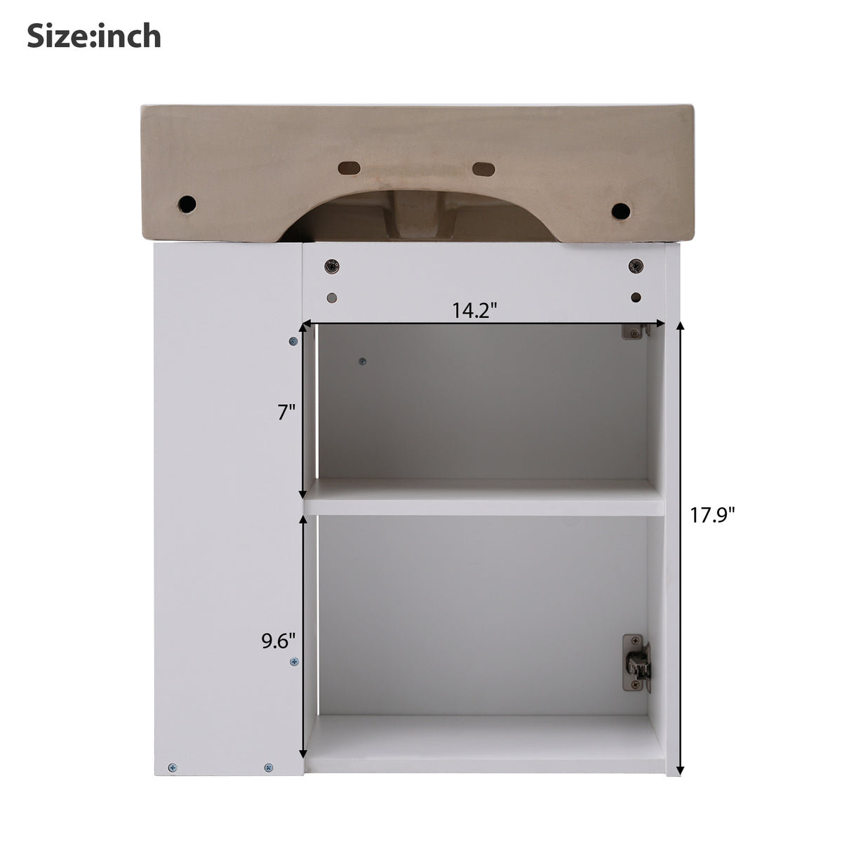 21.6" Floating Bathroom Vanity with Sink, Slim Wall Mounted Bathroom Vanity with Ceramic Basin & Overflow, Wave Pattern Door with Rose Gold Handle, Soft Close Door,White