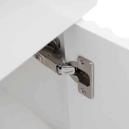 21.6" Floating Bathroom Vanity with Sink, Slim Wall Mounted Bathroom Vanity with Ceramic Basin & Overflow, Wave Pattern Door with Rose Gold Handle, Soft Close Door,White