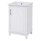 20" Bathroom Vanity with Sink, Minimalist Bathroom Vanity Cabinet with Double Door Shelves & Overflow Ceramic Sink, Soft Close Door, Solid Wood Legs,White