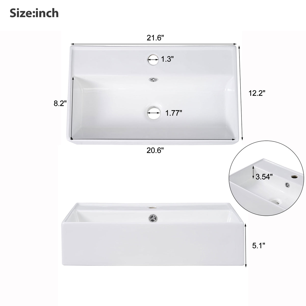 21.6" Floating Bathroom Vanity with Sink, Slim Wall Mounted Bathroom Vanity with Ceramic Basin & Overflow, Wave Pattern Door with Rose Gold Handle, Soft Close Door,Wood