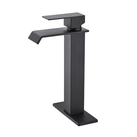 Bathroom Single Hole or Three Holes Vessle Sink Faucet Matte Black Single Handle With Deck Plate W2287P168578