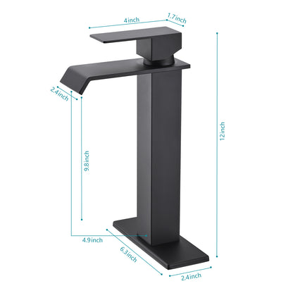 Bathroom Single Hole or Three Holes Vessle Sink Faucet Matte Black Single Handle With Deck Plate W2287P168578