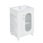 20" Bathroom Vanity with Sink, Small Bathroom Vanity Cabinet with 2-Tier Side Shelf & Toilet Paper Holder, Adjustable Shelf, Ceramic Sink Basin。White