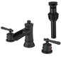 8-Inch Widespread Bathroom Sink Faucet, Matte Black Waterfall Faucet, 2-Handle 3-Hole Vanity Faucet with Pop-Up Drain Included