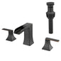 Bathroom Widespread Three Hole Waterfall Sink Faucet Oil-Rubbed Bronze Two Handles With Pop-up Drain Square W1932P181982