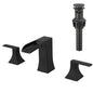 Bathroom Widespread Three Hole Waterfall Sink Faucet Matte Black Two Handles With Pop-up Drain Square W1932P181996