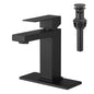 Bathroom Single Hole or Three Hole Sink Faucet Matte Black Single Handle With Deck Plate and Pop-up Drain W1932P182996