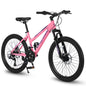 26 inch Mountain Bike 21 Speed, Dual Disc Brake, Front Suspension For Boy Girl, Pink,85% Assembled