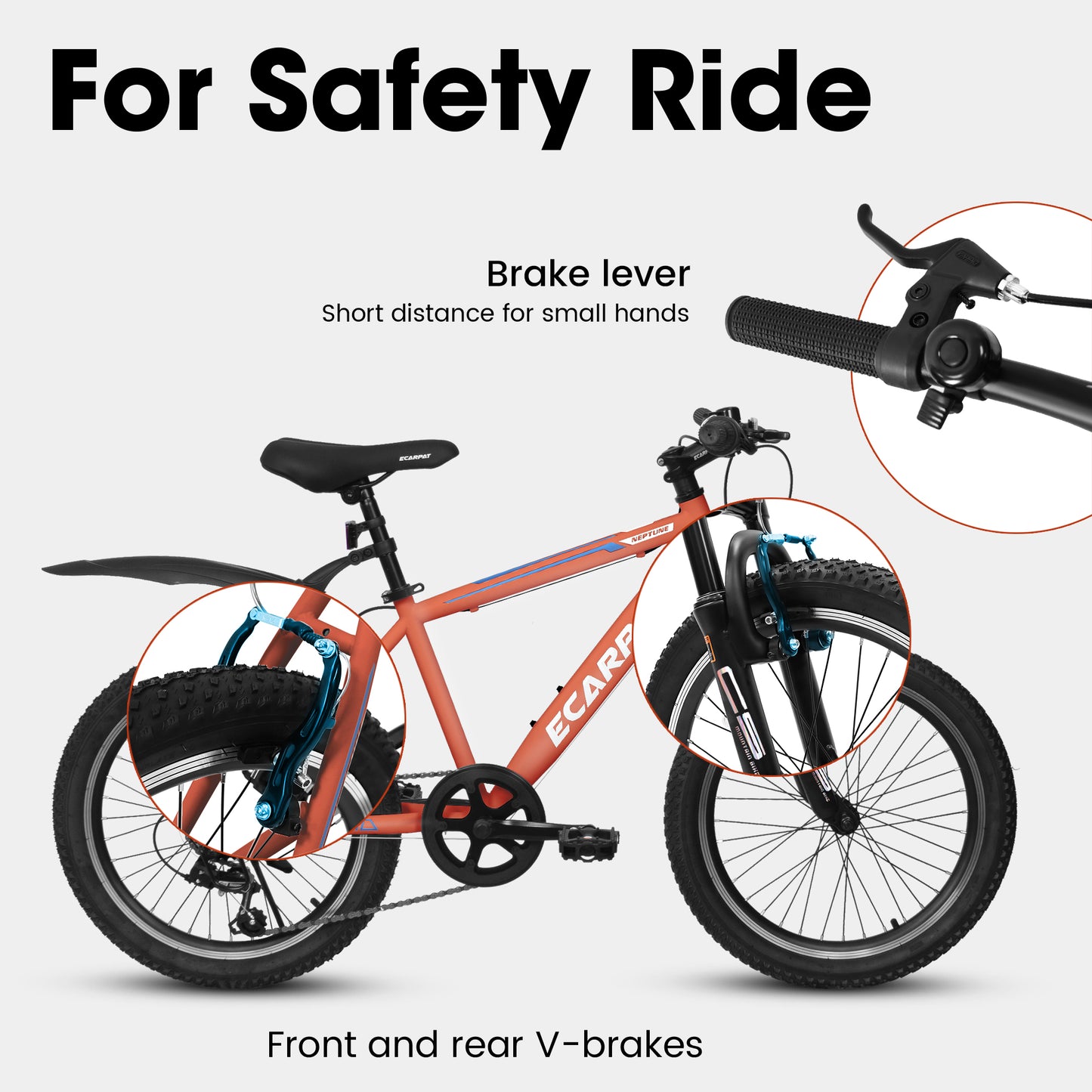 20 Inch Kids Montain Bike Shimano 7 Speed Disc Brake Front Suspension Hard Tail for Boys and Girls ORANGE