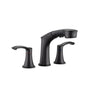 Bathroom Widespread Three Hole Pull-out Sink Faucet Matte Black Two Handles With Pop-up Drain W1224P185045