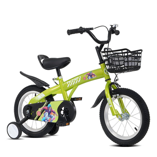 18 inch kids bike with training wheels,stand Adjustable saddle Suitable for boys and girls aged 5-10 years, tall Height 45-57 inch