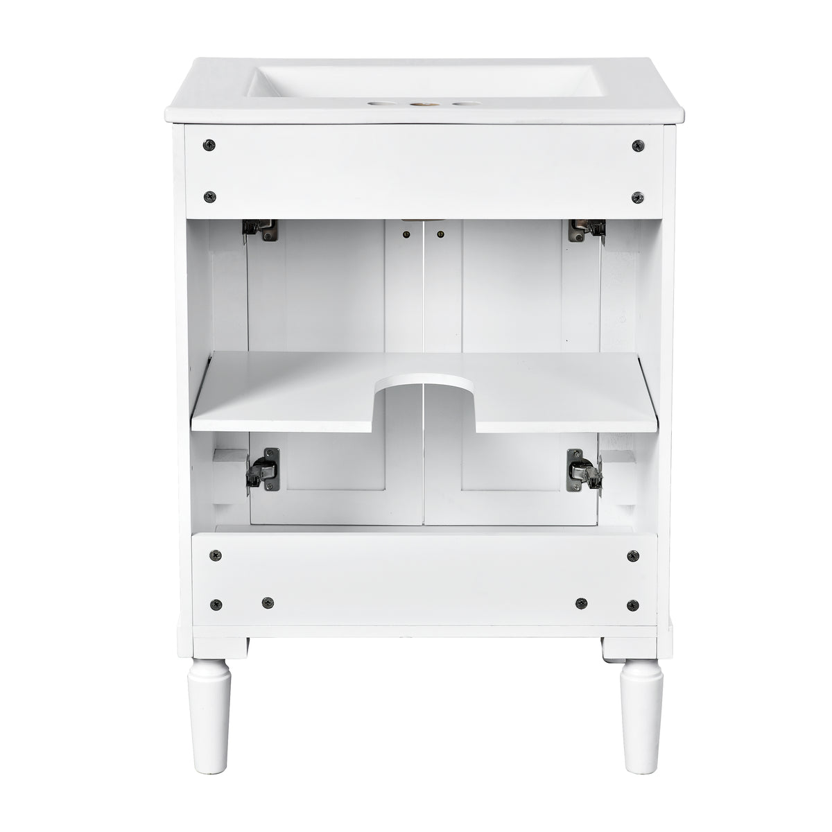 24" Bathroom Vanity with Sink, Modern Bathroom Vanity Cabinet with Enclosed Storage Door, 32mm Faucet Hole Ceramic Basin, Easy Assembly,White