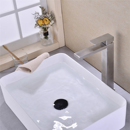 Bathroom Single Hole Vessel Sink Faucet Brushed Nickel Single Handle With Pop-up Drain W928P227407
