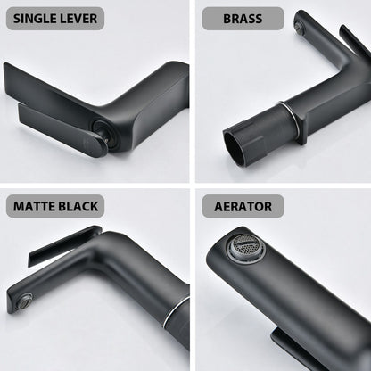 Bathroom Single Hole Sink Faucet Matte Black Single Handle W105965435