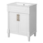 24" Bathroom Vanity with Sink, Modern Bathroom Vanity with Half-Moon Ceramic Sink for 4" Faucet, Adjustable Shelf & Painted Finish, for Small Bathroom,White