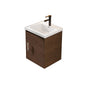16" Floating Bathroom Vanity with Sink, Modern Wall Mounted Bathroom Vanity with Glossy White Ceramic Sink & Countertop, Soft Close Door, Plywood Storage Cabinet,Brown