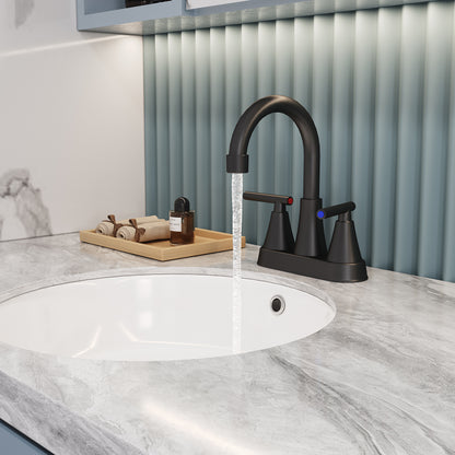 Bathroom Centerset Sink Faucet Matte Black Double Handles B2724P262887