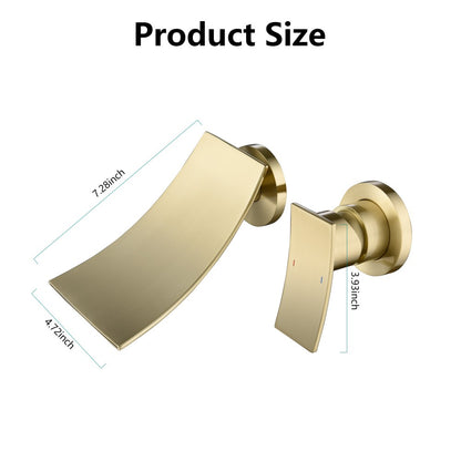 Bathroom Waterfall Sink Faucet Gold Single Handle Wall Mounted W2287P185537