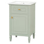 20" Bathroom Vanity with Sink, Small Freestanding Bathroom Vanity Cabinet with Tilt-Out Drawer & Adjustable Shelf, Soft Close Door, Gold Knobs,Green