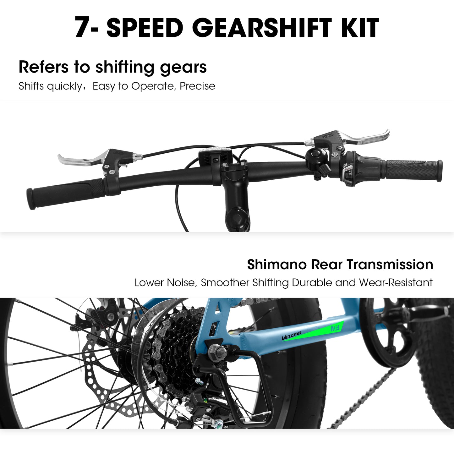 20" Fat Tire Bike for Boys & Girls, Fits Riders 48"-60" Tall, 7-Speed Mountain Bicycle with Dual Disc Brakes, Front Suspension Fork, High-Carbon Steel Frame, 20x4.0 Wide Tire