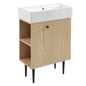 21.6" Bathroom Vanity with Sink, Slim Freestanding Bathroom Vanity Cabinet with Ceramic Sink & Overflow, Gold Metal Legs, Soft Close Door, for Small Bathroom,,Wood