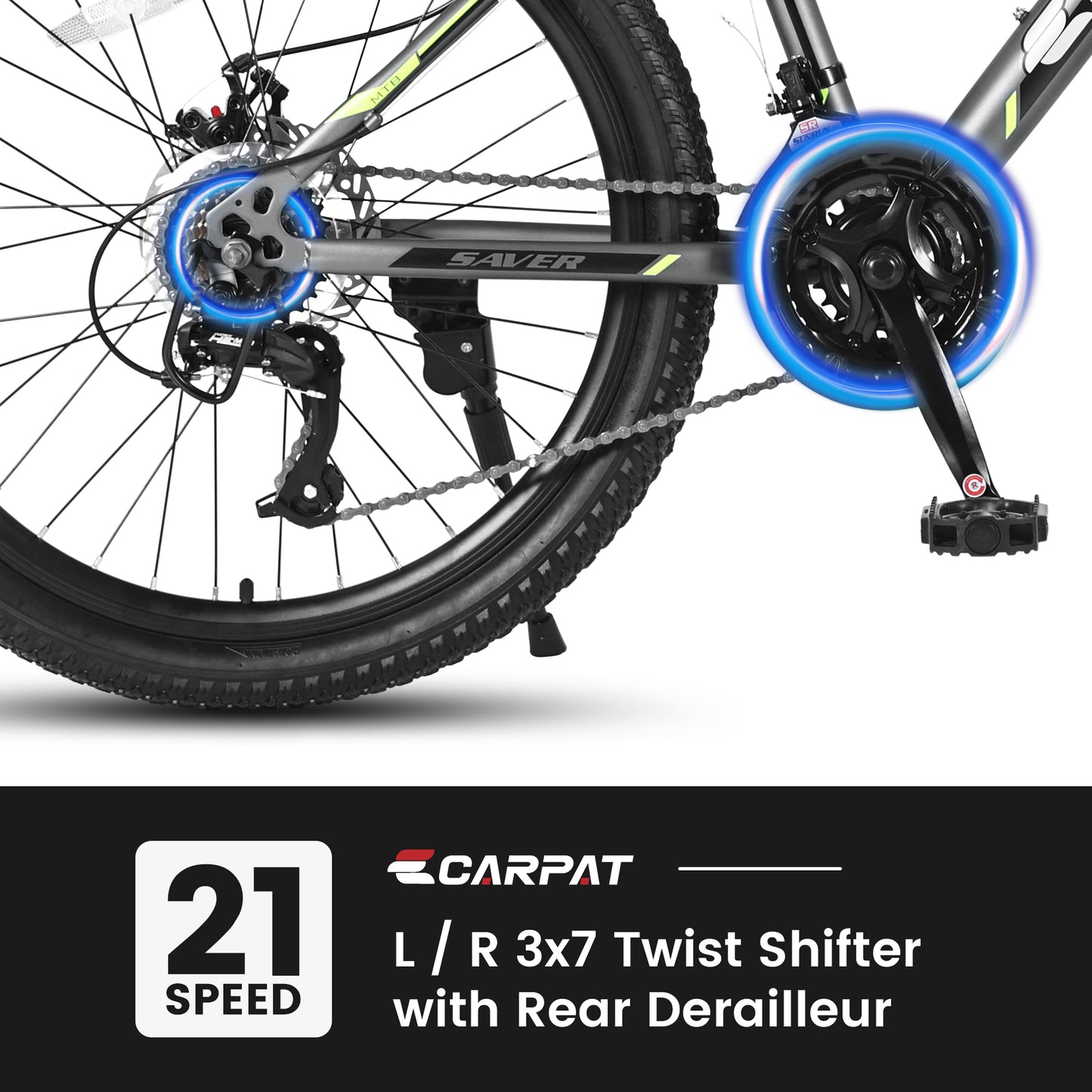 24 Inch Mountain Bike, 21 Speed, Dual Dis Brake, Front Suspension For Boy Girl,Gray S24102GRAY