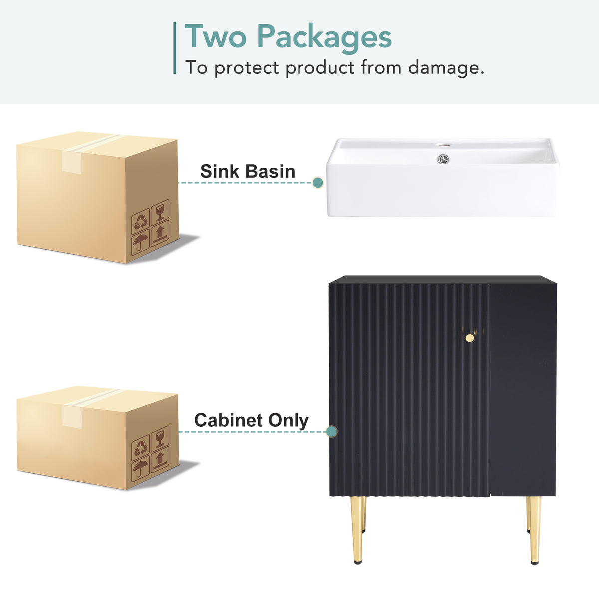 21.6" Bathroom Vanity with Sink, Slim Freestanding Bathroom Vanity Cabinet with Ceramic Sink & Overflow, Gold Metal Legs, Soft Close Door, for Small Bathroom,,Black