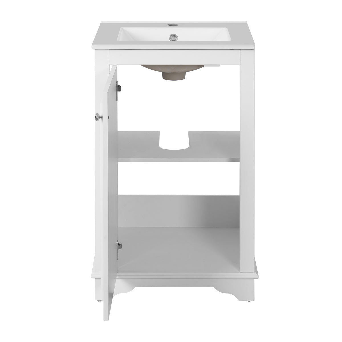 20" Shaker Style Bathroom Vanity with Sink, Small Bathroom Vanity Cabinet with Integrated Ceramic Sink, Soft Close Door, Solid Wood & MDF,White