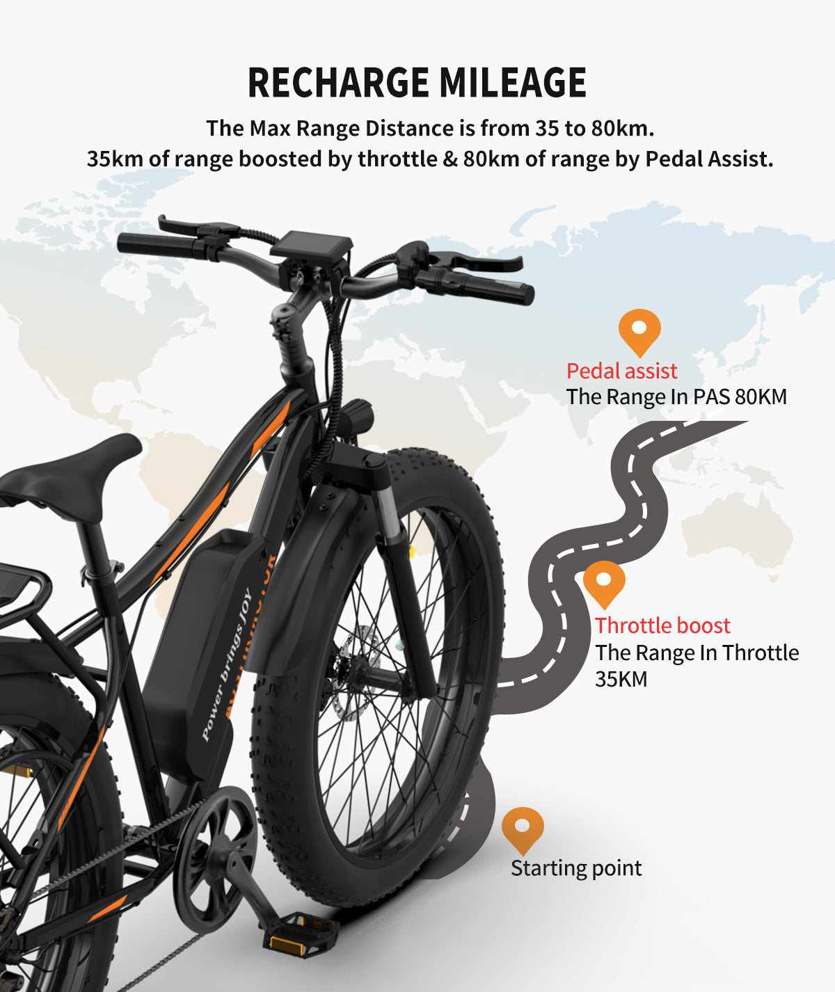 750W 26 inch Fat tire Electric Bike 28 mph 48V 13AH Removable Lithium Battery Ebike with Rack