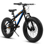20" Fat Tire Bike for Boys & Girls, Fits Riders 48"-60" Tall, 7-Speed Mountain Bicycle with Dual Disc Brakes, Front Suspension Fork, High-Carbon Steel Frame, 20x4.0 Wide Tires