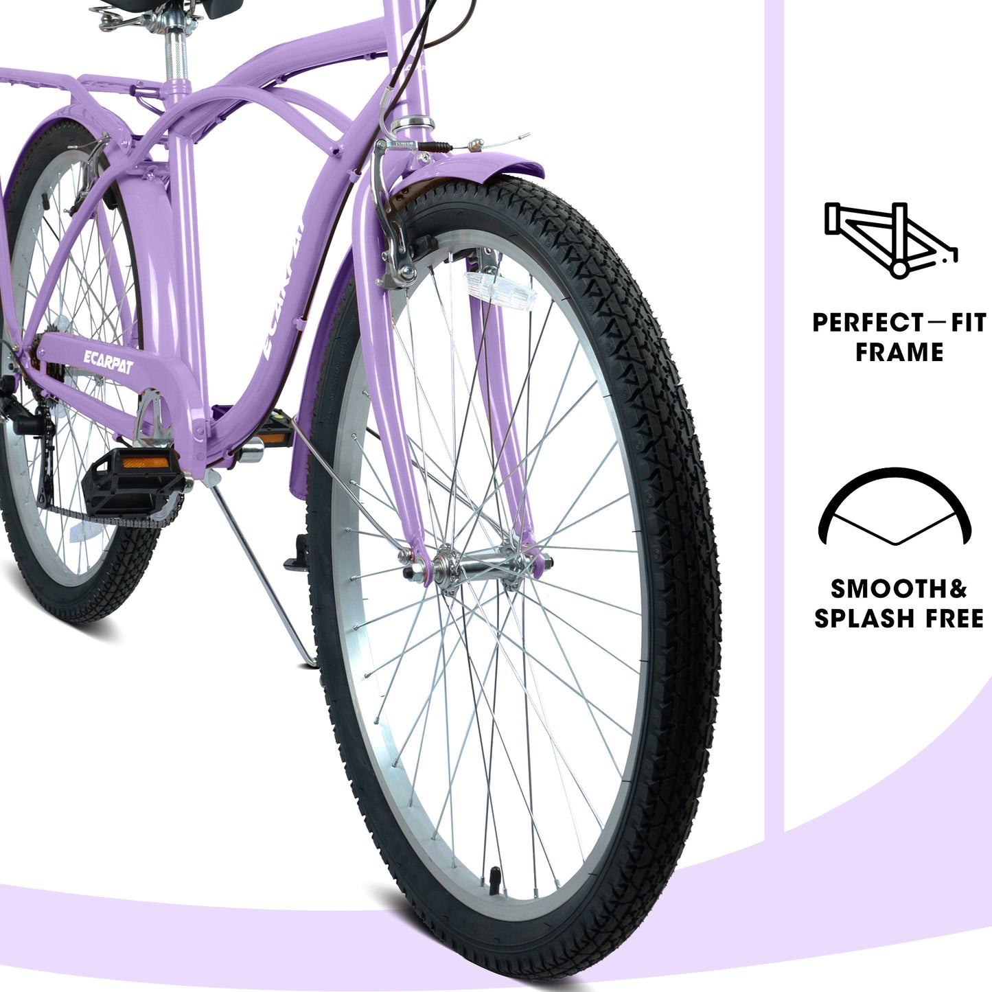 26" Beach Cruiser Bike for Women & Men, 7-Speed Comfort Cruiser Bicycle, High-Tensile Steel Frame, Alloy Wheels, V-Brakes, Adult Bike for Commuting, City Riding & Outdoor Recreation