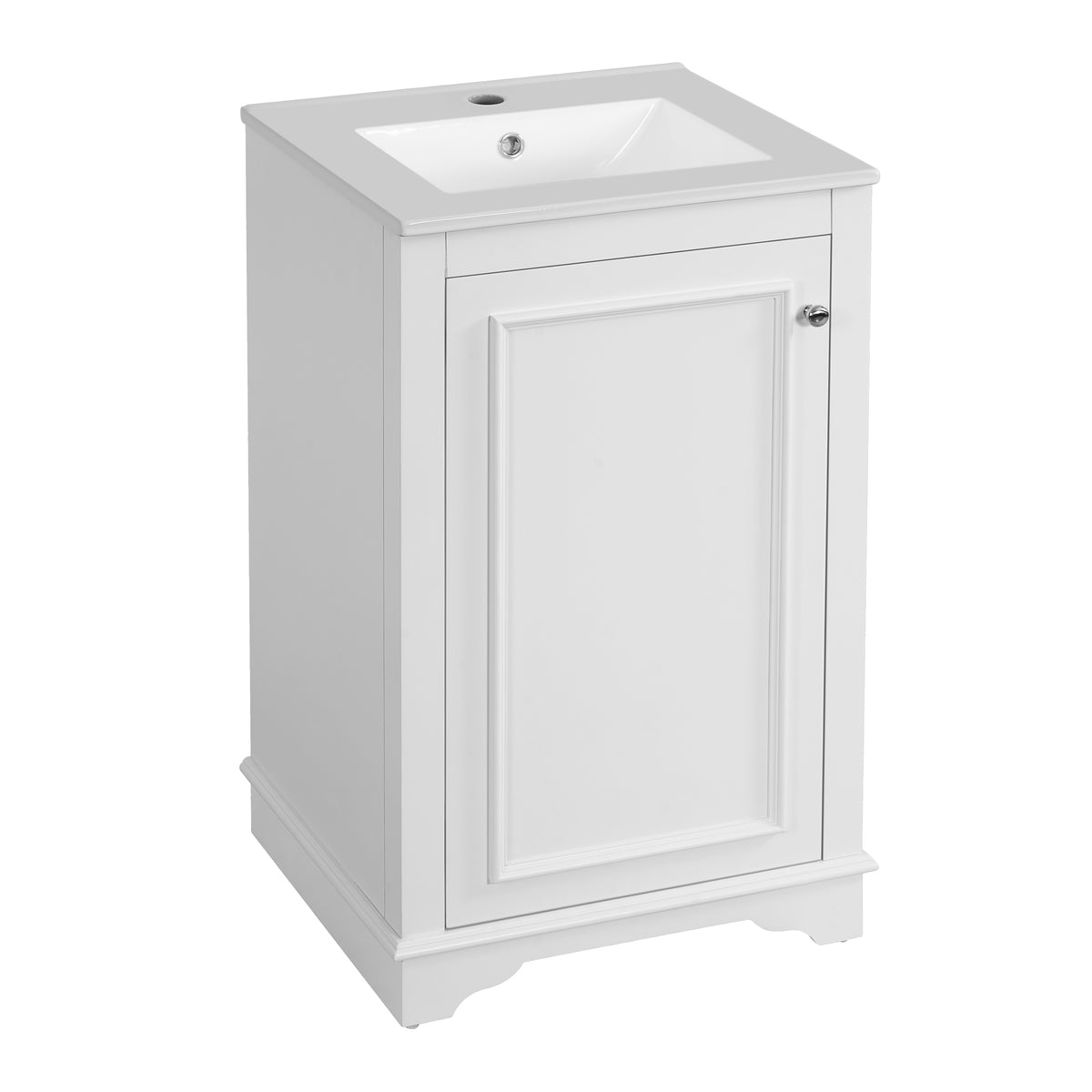 20" Shaker Style Bathroom Vanity with Sink, Small Bathroom Vanity Cabinet with Integrated Ceramic Sink, Soft Close Door, Solid Wood & MDF,White