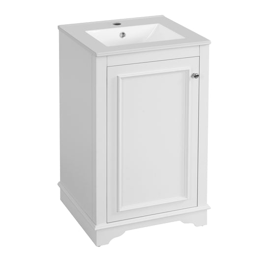 20" Shaker Style Bathroom Vanity with Sink, Small Bathroom Vanity Cabinet with Integrated Ceramic Sink, Soft Close Door, Solid Wood & MDF,White