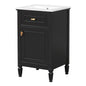 20" Bathroom Vanity with Sink, Small Freestanding Bathroom Vanity Cabinet with Tilt-Out Drawer & Adjustable Shelf, Soft Close Door, Gold Knobs,Black