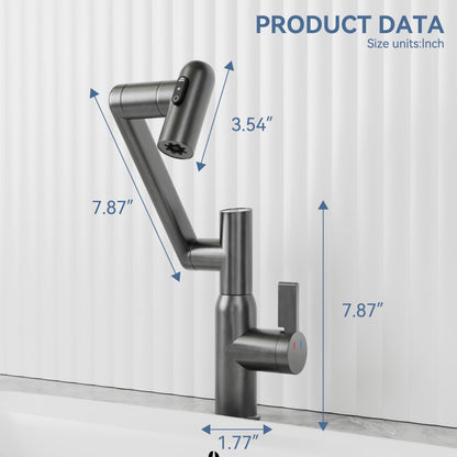 Bathroom Single Hole Sink Faucet Grey Two Handles Rotable Spout W1217P214939