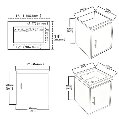 16" Floating Bathroom Vanity with Sink, Modern Wall Mounted Bathroom Vanity with Glossy White Ceramic Sink & Countertop, Soft Close Door, Plywood Storage Cabinet,Oak