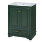 24" Bathroom Vanity with Sink, Modern Bathroom Vanity with White Ceramic Sink & Drawer, 3-Level Adjustable Shelf, Solid Wood Frame, for Small Bathroom,Green
