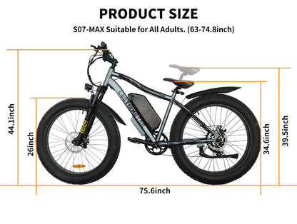 1000W 26 inch Fat Tire AOSTIRMOTOR Electric Mountain Bike 31 mph 48V 20AH Removable Lithium Battery With Rack