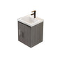 16" Floating Bathroom Vanity with Sink, Modern Wall Mounted Bathroom Vanity with Glossy White Ceramic Sink & Countertop, Soft Close Door, Plywood Storage Cabinet,Grey