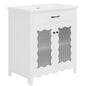 31" Bathroom Vanity with Sink, Modern Bathroom Vanity with Tempered Glass Doors & Deep Ceramic Sink, Soft Close Door, Adjustable Shelf, Curved Design,White