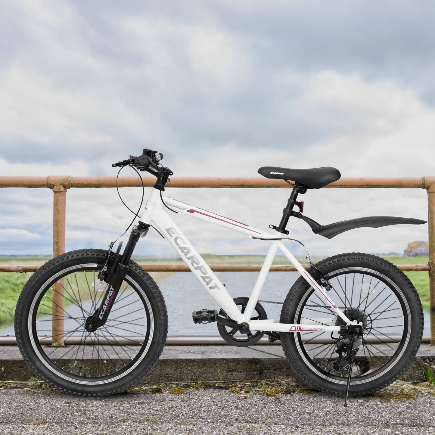 20 Inch Kids Montain Bike Shimano 7 Speed Disc Brake Front Suspension Hard Tail for Boys and Girls Black White